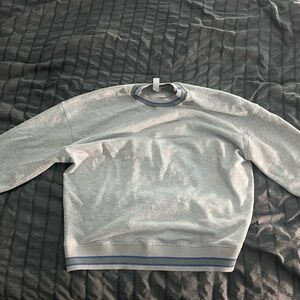 lululemon athletica Gray Crewneck Sweater with Blue Trim